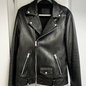 ALL SAINTS Milo men’s leather moto jacket. Size Medium.